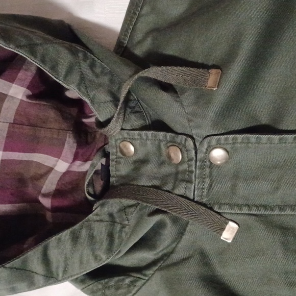 Topshop Olive green Field Jacket, with draw string hoodie Sz. 6 - Picture 9 of 9